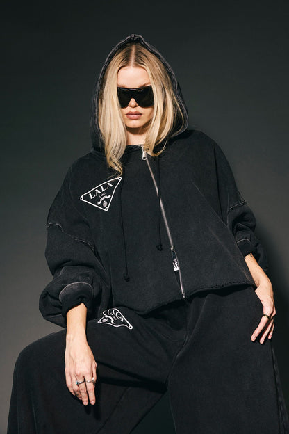 House of Lala Cropped Zip Up Hoodie - Dressed in Lala