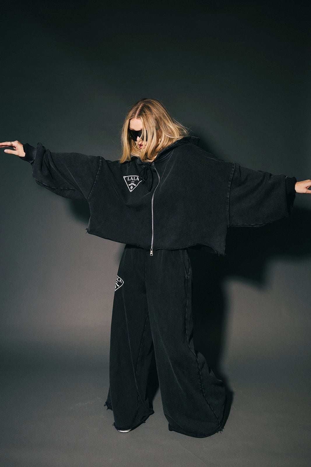 House of Lala Cropped Zip Up Hoodie - Dressed in Lala