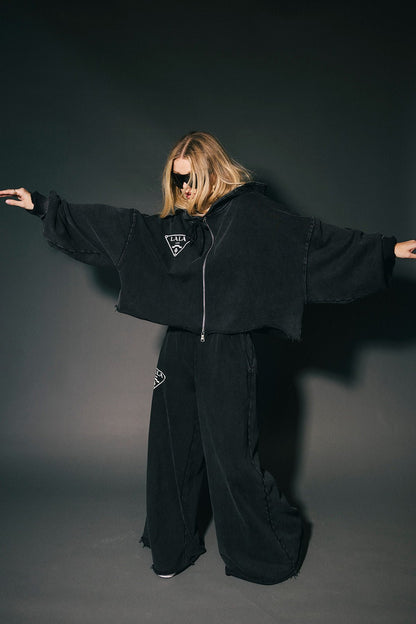 House of Lala Cropped Zip Up Hoodie - Dressed in Lala
