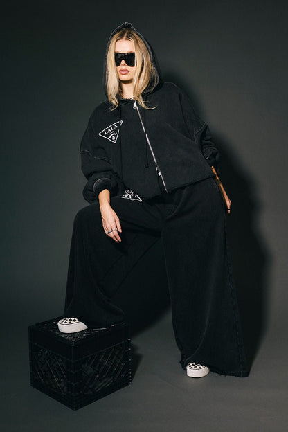 House of Lala Cropped Zip Up Hoodie - Dressed in Lala
