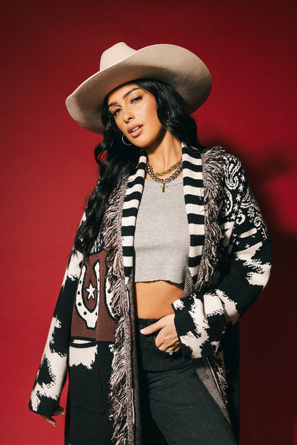 Howdy Luxe Fringe Blanket Cardigan - Dressed in Lala