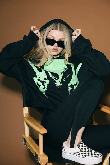 I Come in Peace Alien Cropped Hoodie - Dressed in Lala