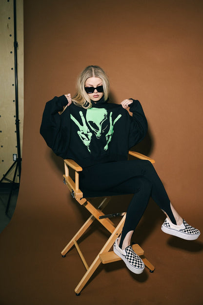 I Come in Peace Alien Cropped Hoodie - Dressed in Lala