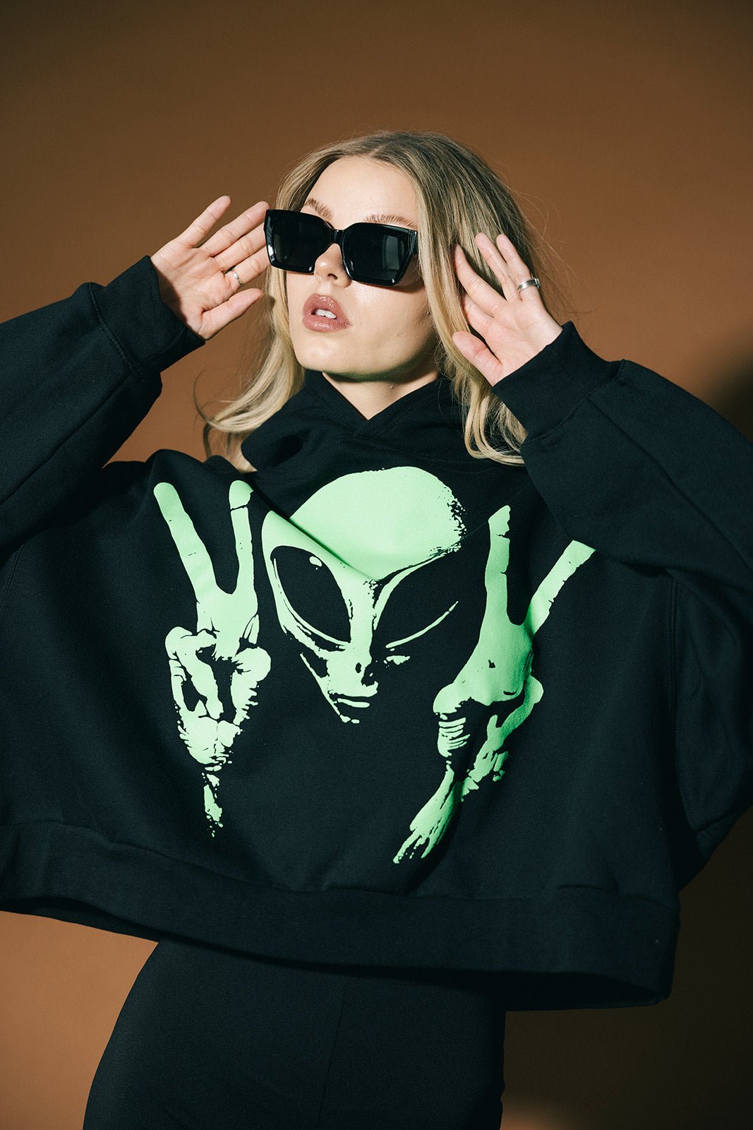 I Come in Peace Alien Cropped Hoodie - Dressed in Lala