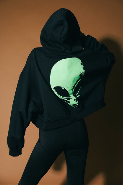 I Come in Peace Alien Cropped Hoodie - Dressed in Lala