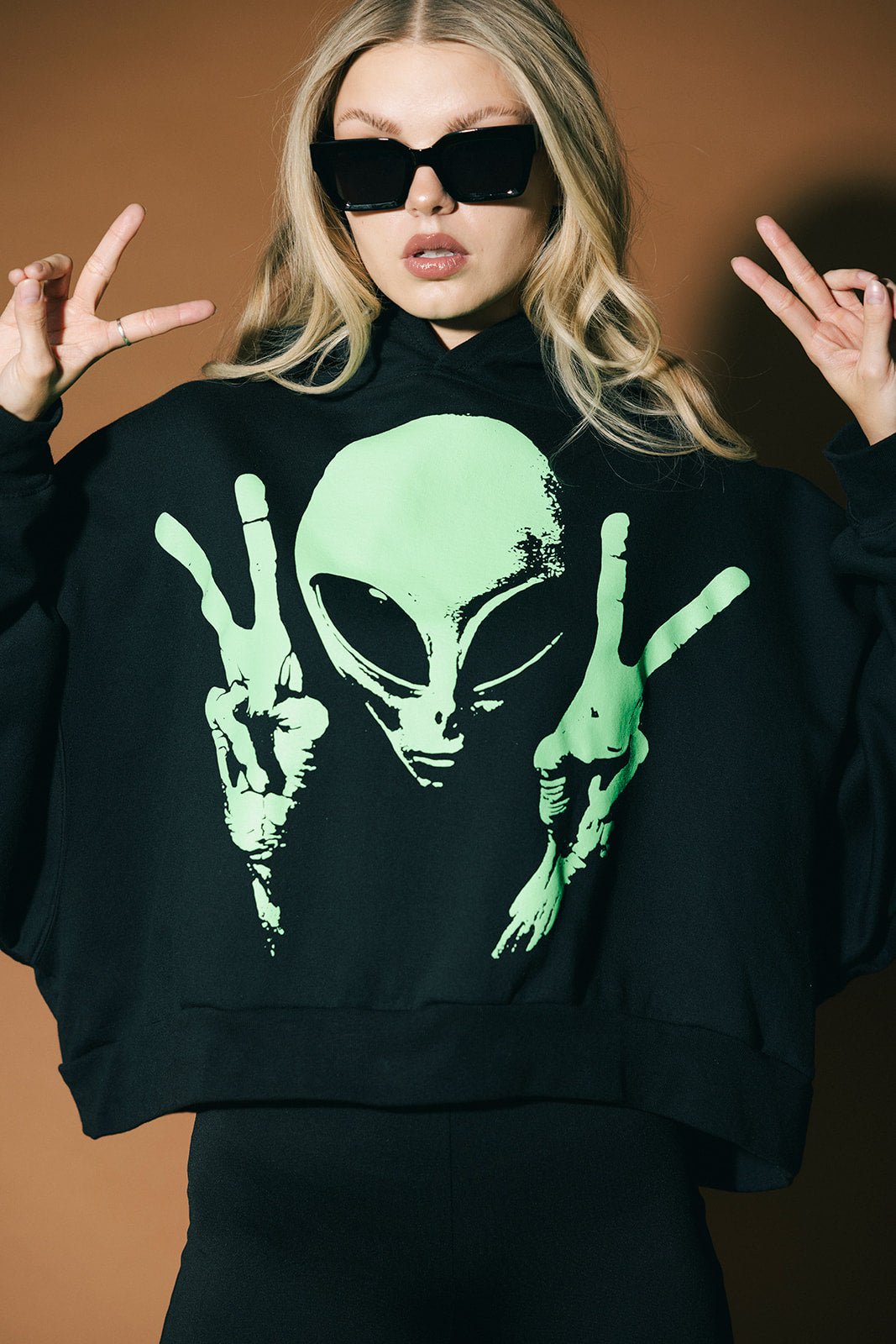 I Come in Peace Alien Cropped Hoodie - Dressed in Lala