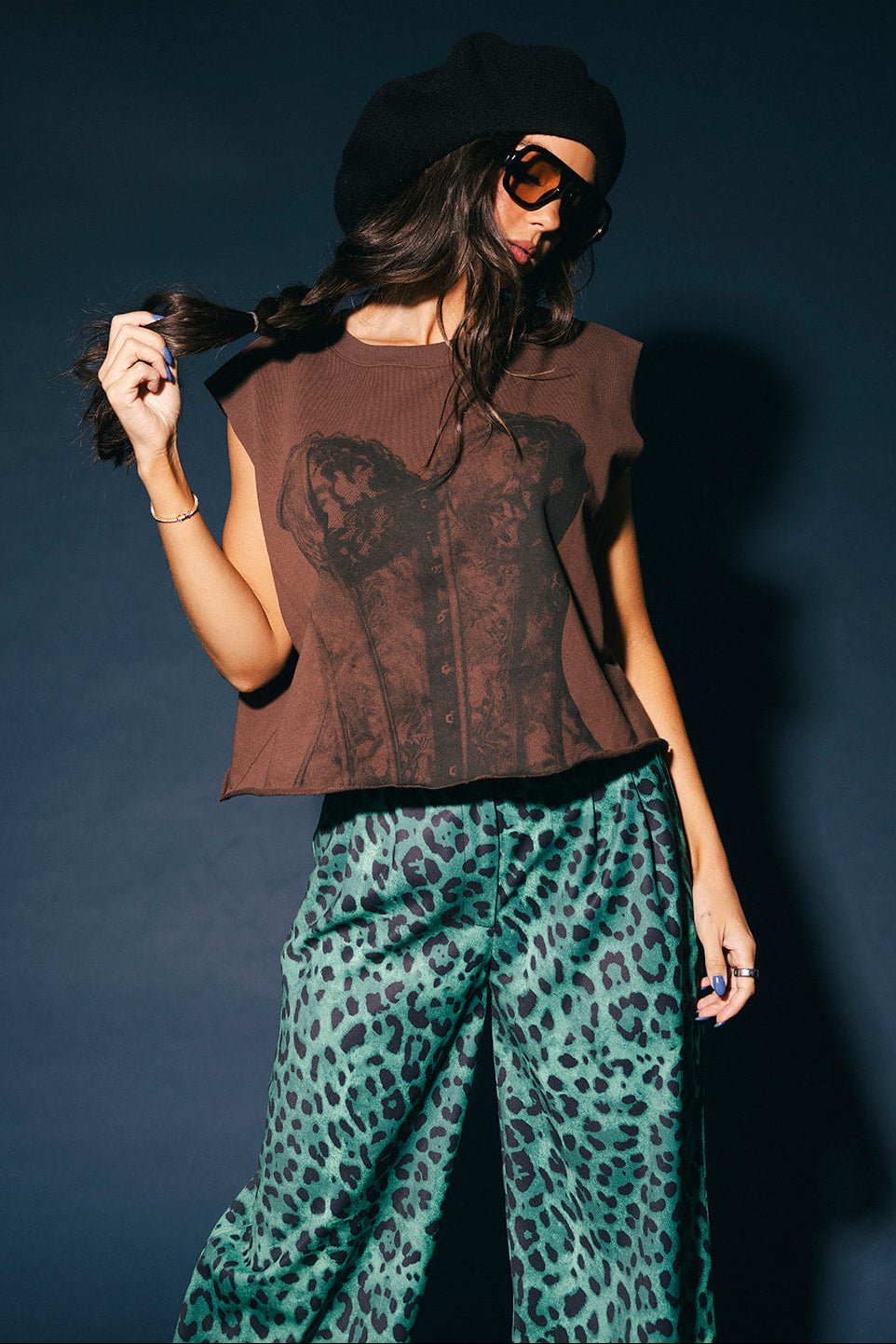 I Do What I Want Cropped Cutoff Corset Sweatshirt in Chocolate - Dressed in Lala