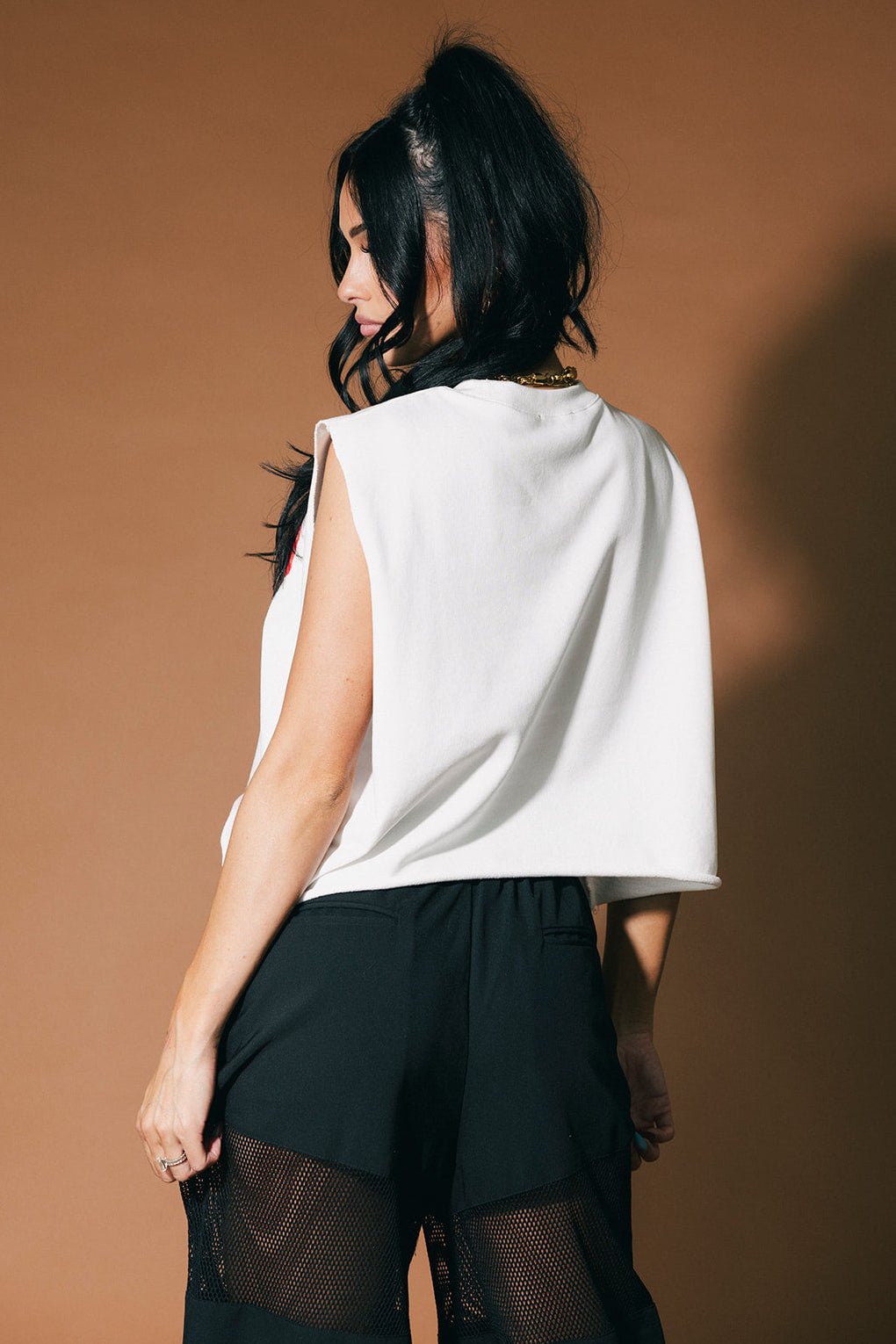 I Do What I Want Cropped Cutoff Corset Sweatshirt in White - Dressed in Lala