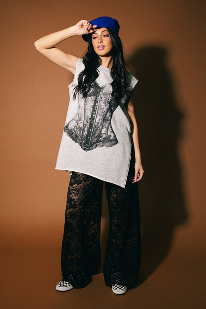 I Do What I Want Cut Off Corset Sweatshirt - Dressed in Lala