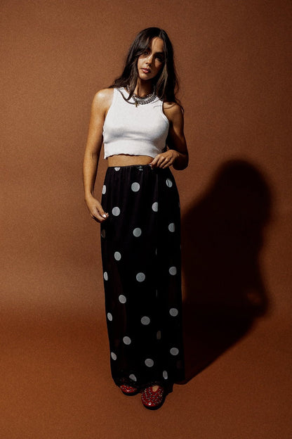 I Love Paris Polka Dot Mesh Maxi Skirt - Dressed in Lala