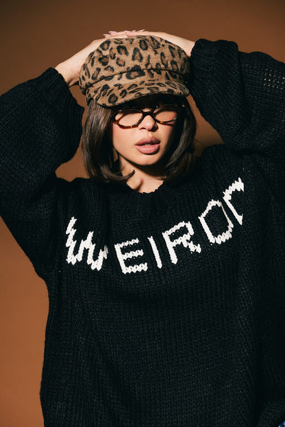 I’m A Weirdo Slouchy Knit in Black - Dressed in Lala