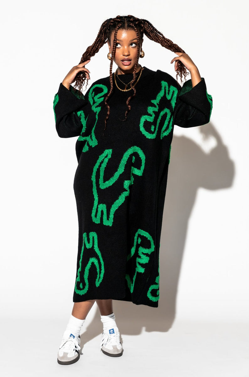 LALA ORIGINAL: Rawr Means I Love You Oversized Knit Dress – Dressed in Lala