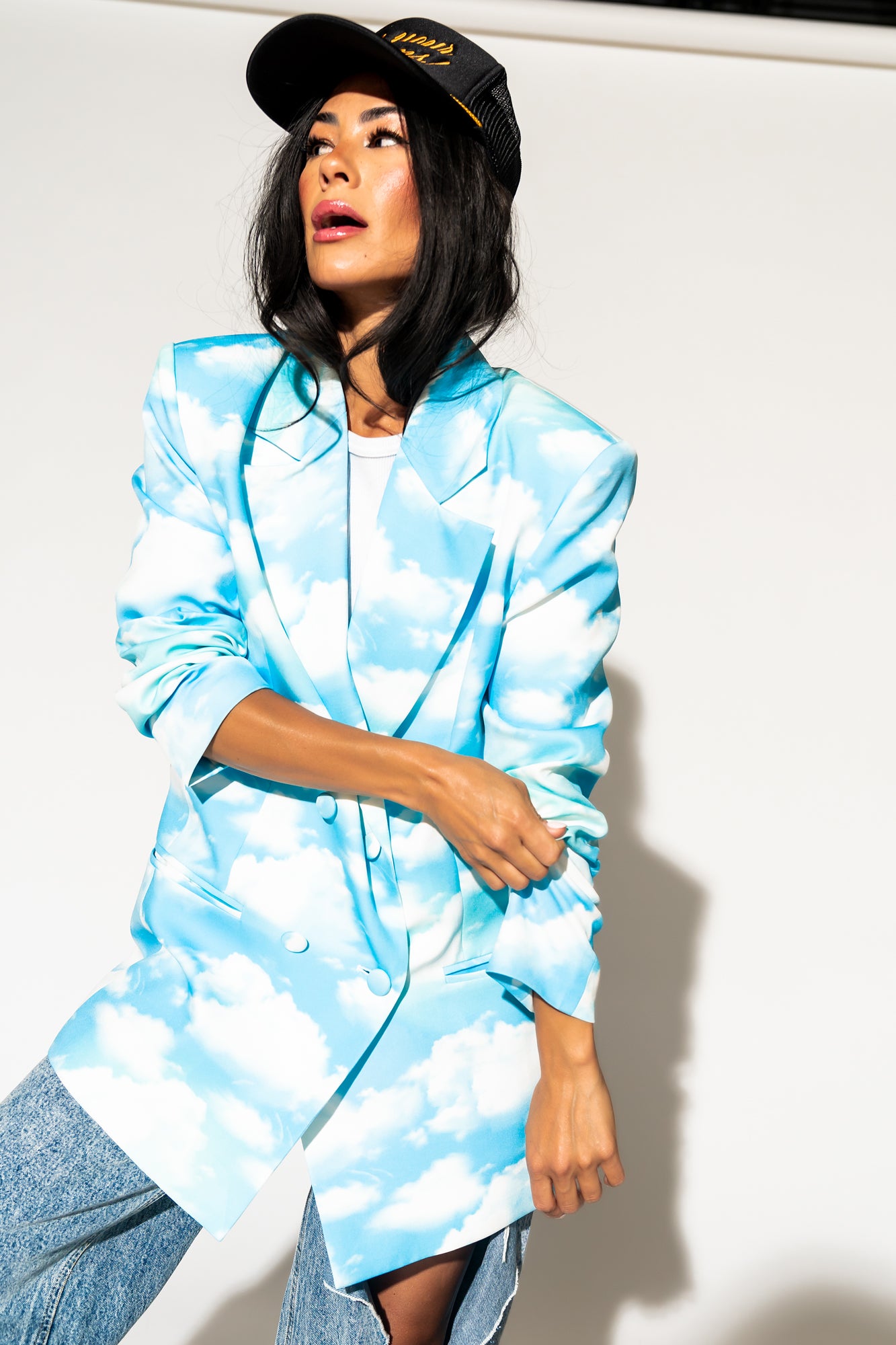 Make Me Wanna Lala Boyfriend Blazer in Cloud Nine Dressed in Lala