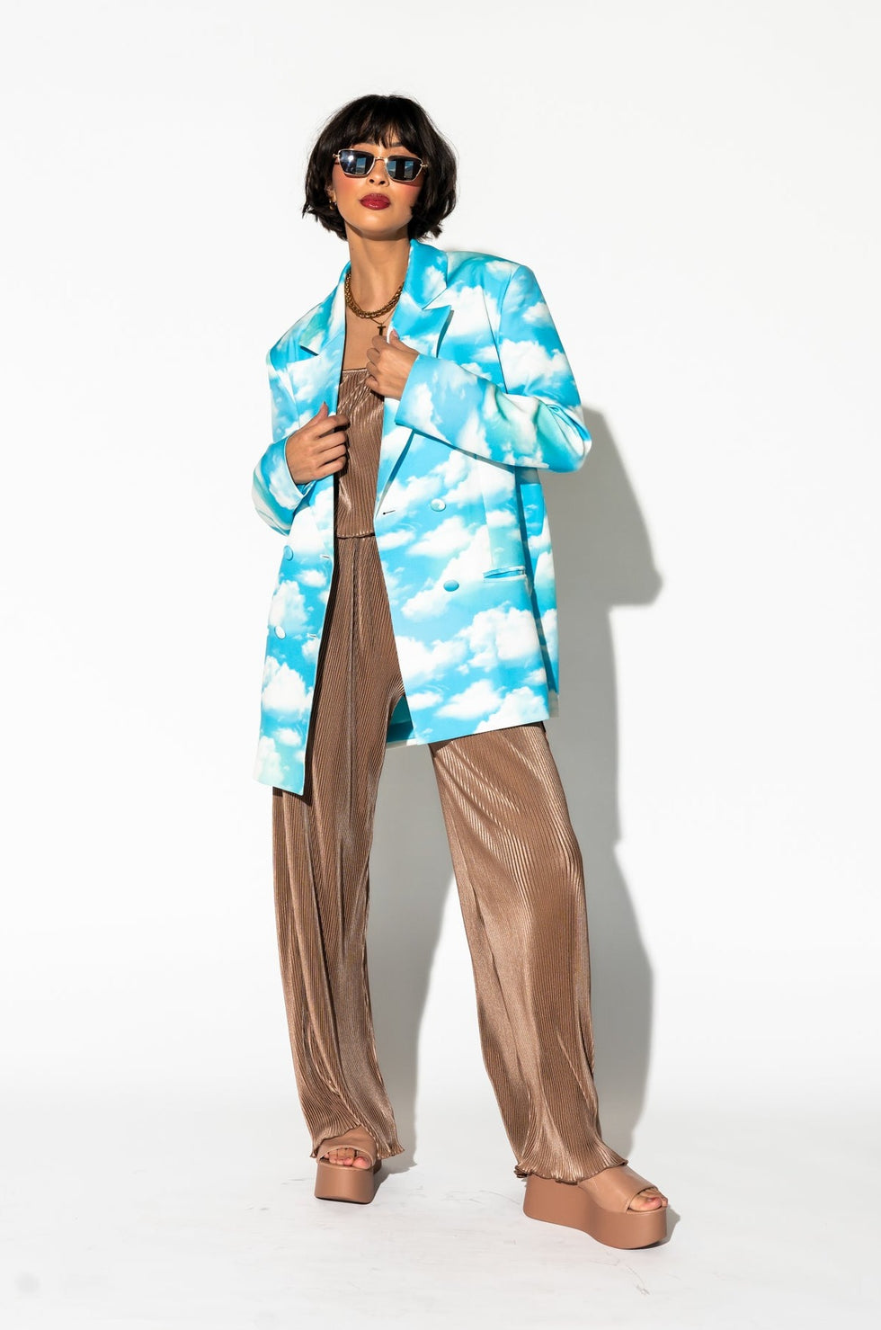 Make Me Wanna Lala Boyfriend Blazer in Cloud Nine Dressed in Lala