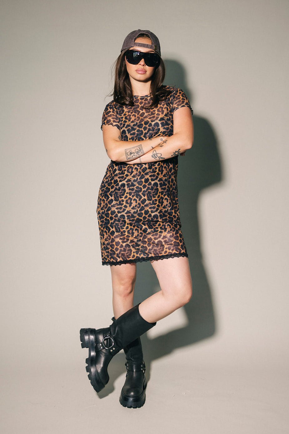 Inner-Knowing Leopard Mesh Mini Dress - Dressed in Lala
