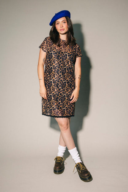 Inner-Knowing Leopard Mesh Mini Dress - Dressed in Lala