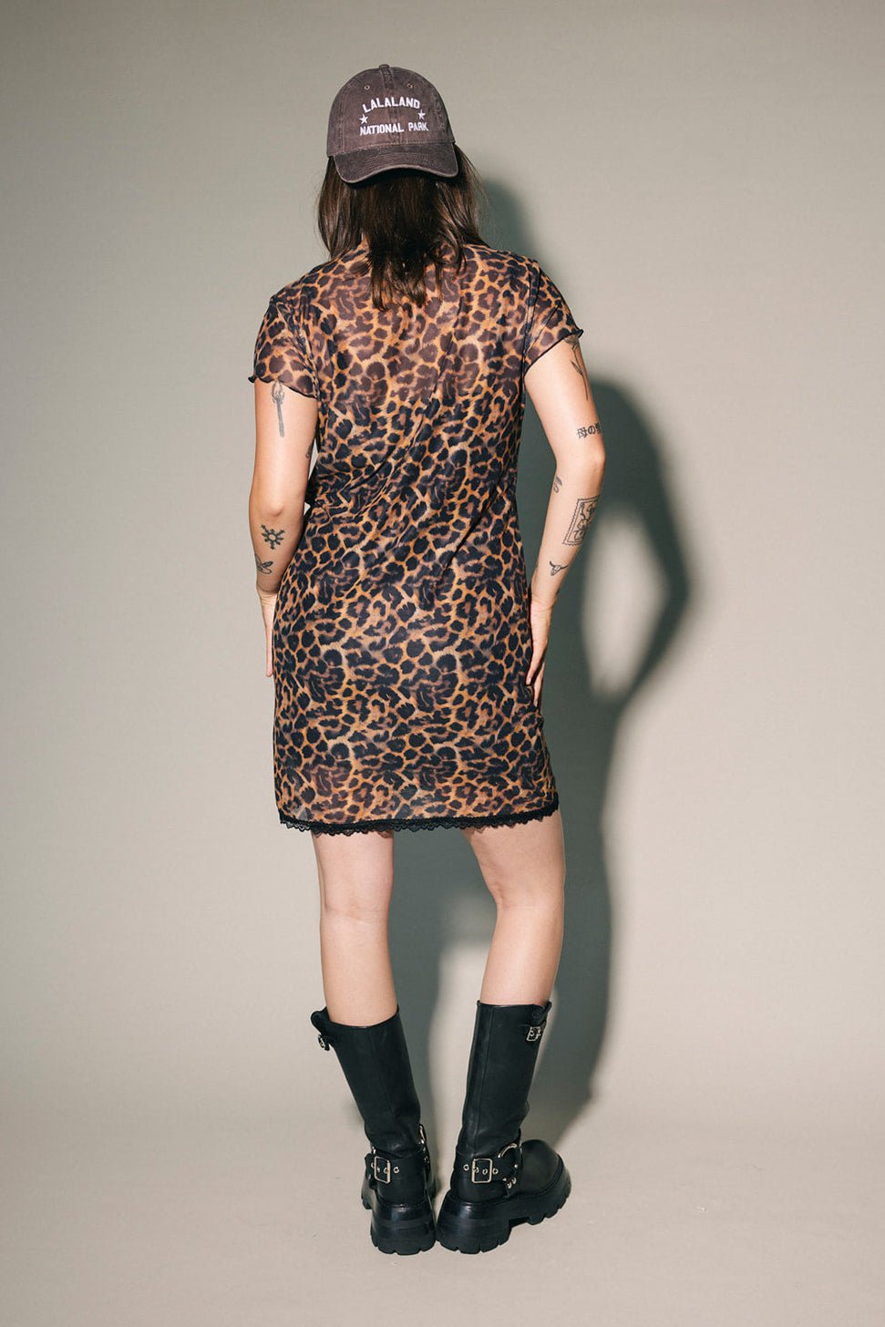 Inner-Knowing Leopard Mesh Mini Dress - Dressed in Lala