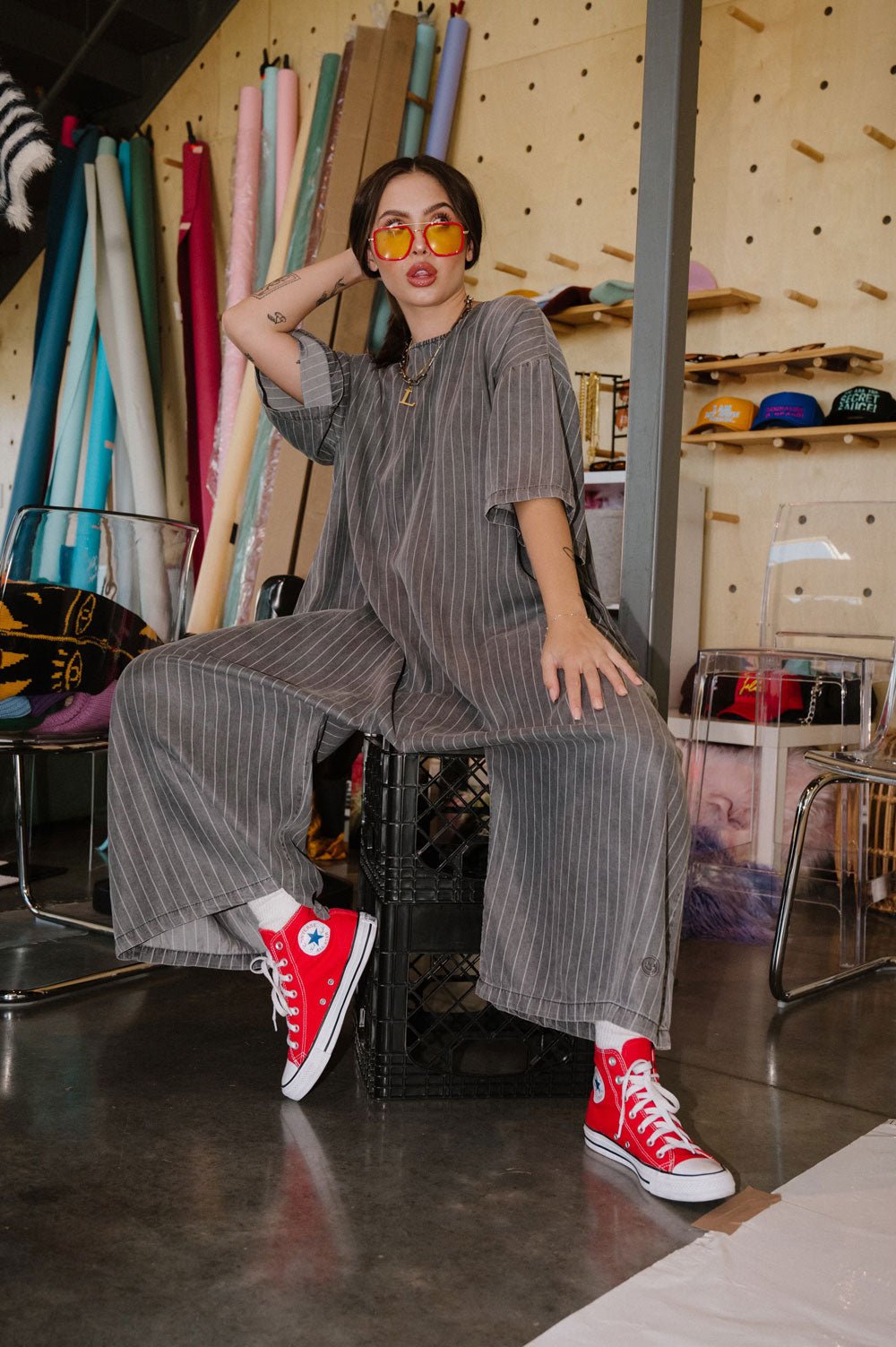 IYKYK Ultra Harem Jumpsuit in Tencel Pinstripe - Dressed in Lala