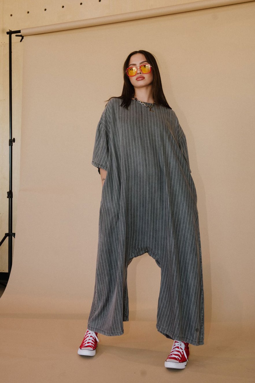 IYKYK Ultra Harem Jumpsuit in Tencel Pinstripe - Dressed in Lala