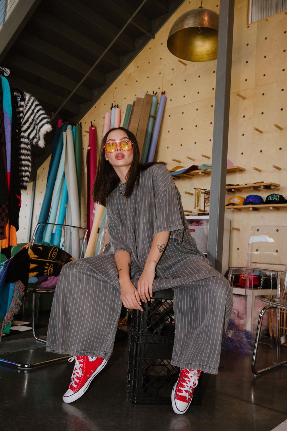 IYKYK Ultra Harem Jumpsuit in Tencel Pinstripe - Dressed in Lala