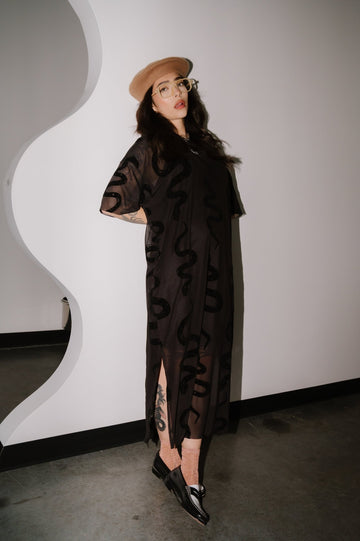 Karma Oversized Mesh Dress + Slip in Hiss and Tell