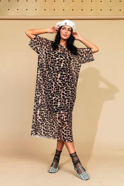 Karma Oversized Mesh Dress + Slip in Leopard Lover - Dressed in Lala