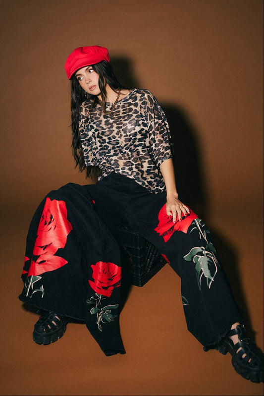 Karma Oversized Mesh Top in Leopard - Dressed in Lala