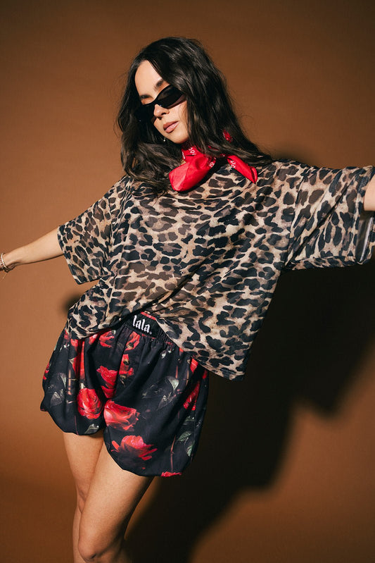 Karma Oversized Mesh Top in Leopard - Dressed in Lala