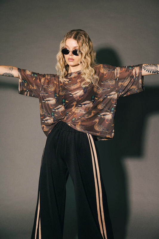 Karma Oversized Mesh Top in Lucky Duck - Dressed in Lala