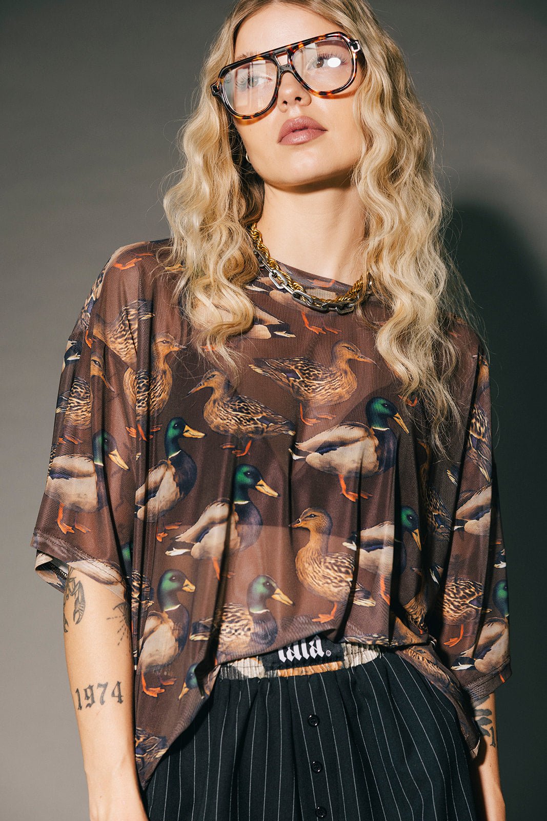Karma Oversized Mesh Top in Lucky Duck - Dressed in Lala