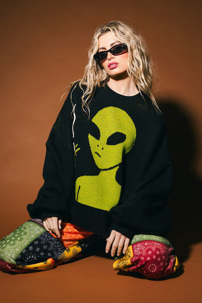Keep Lalaland Weird Oversized Alien Sweater - Dressed in Lala