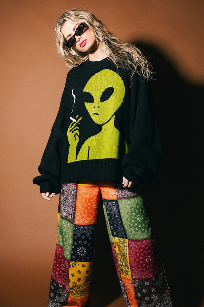 Keep Lalaland Weird Oversized Alien Sweater - Dressed in Lala