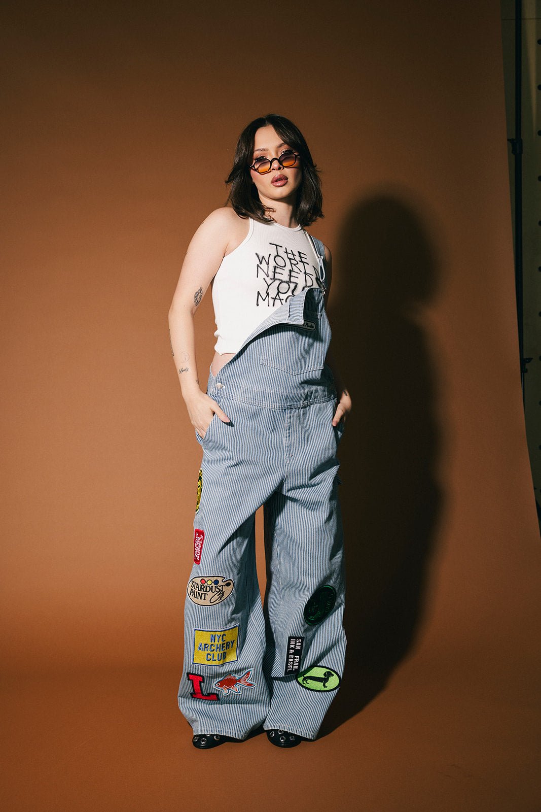 Lala Art Studio Patched Wide Leg Overalls - Dressed in Lala