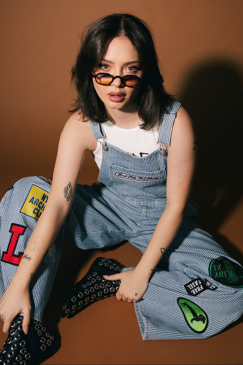 Lala Art Studio Patched Wide Leg Overalls - Dressed in Lala