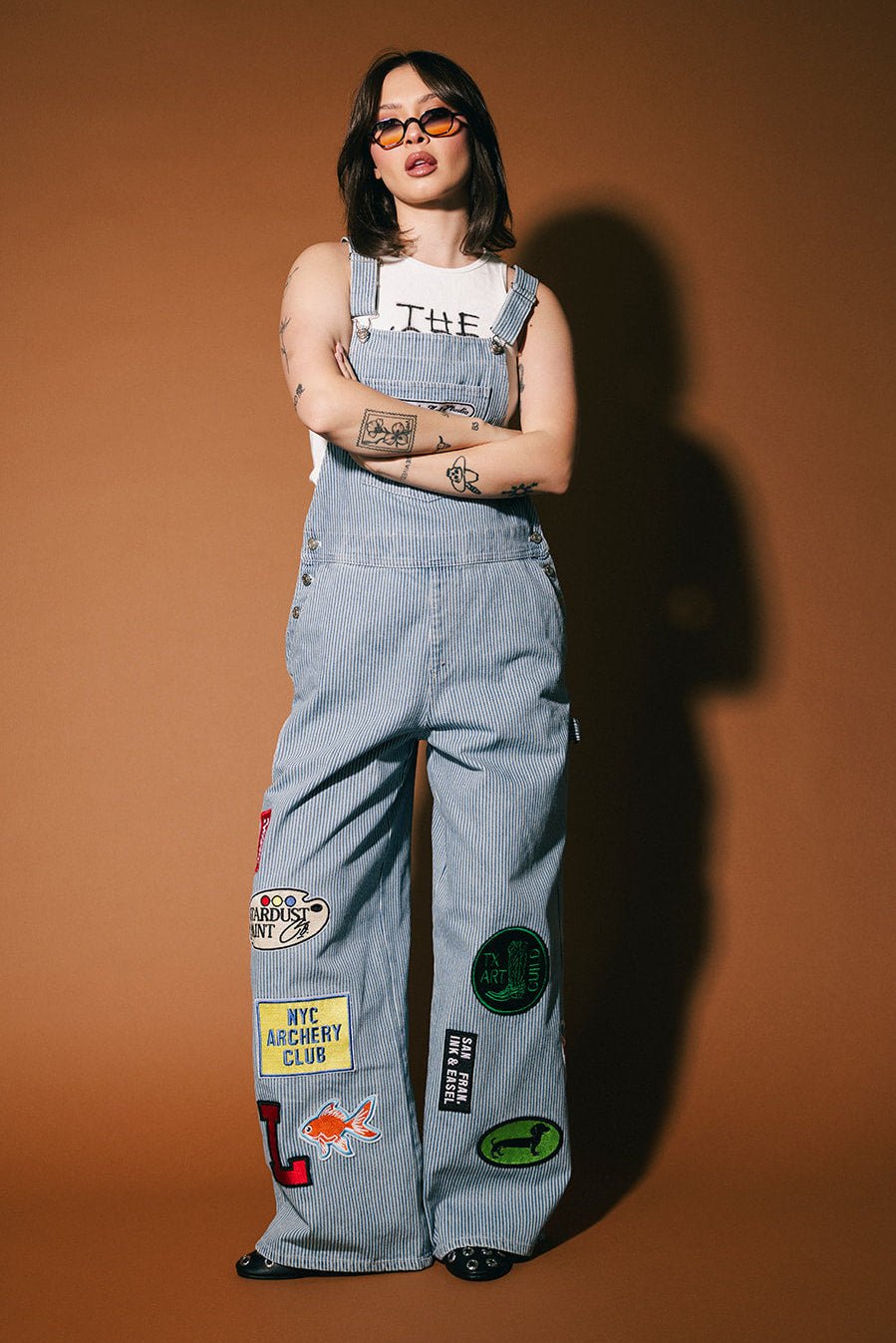 Lala Art Studio Patched Wide Leg Overalls - Dressed in Lala