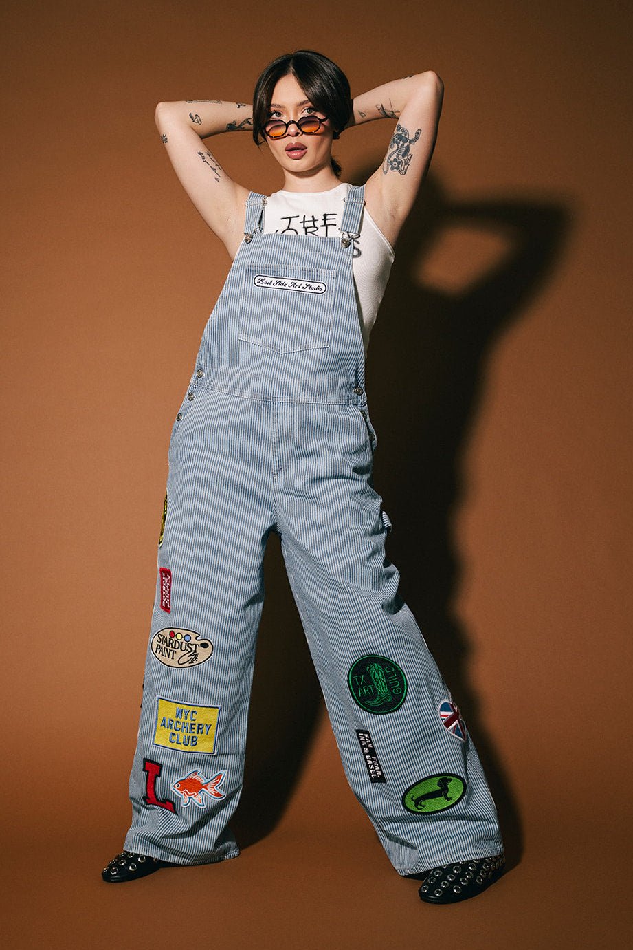 Lala Art Studio Patched Wide Leg Overalls - Dressed in Lala