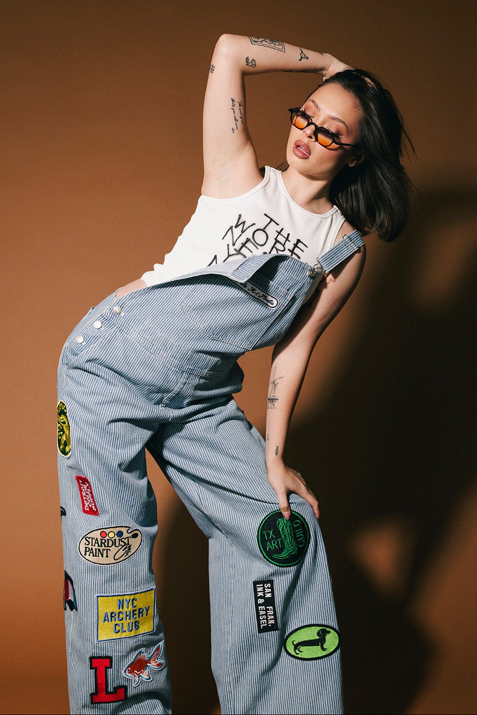 Lala Art Studio Patched Wide Leg Overalls - Dressed in Lala