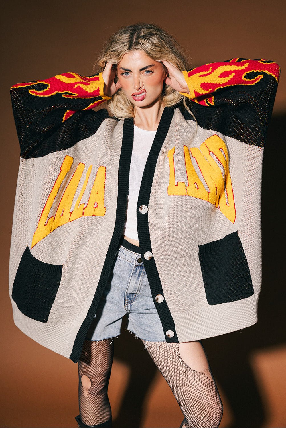 Lala Biker Club Oversized Cardigan - Dressed in Lala