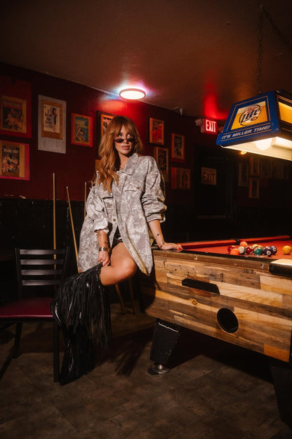 Lala Motors Oversized Camo Denim Jacket - Dressed in Lala
