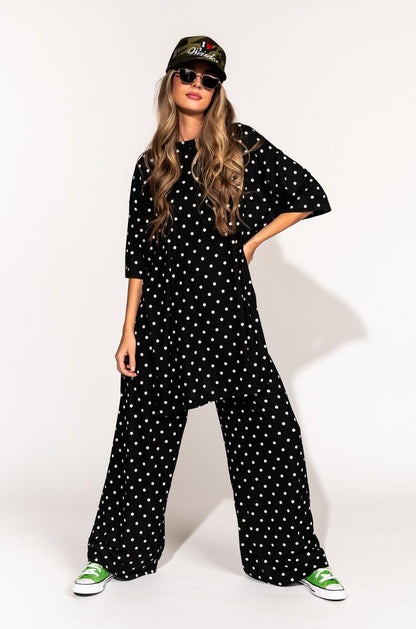 LALA ORIGINAL: Leveled Up Ribbed Playsuit in Polka Dot - Dressed in Lala