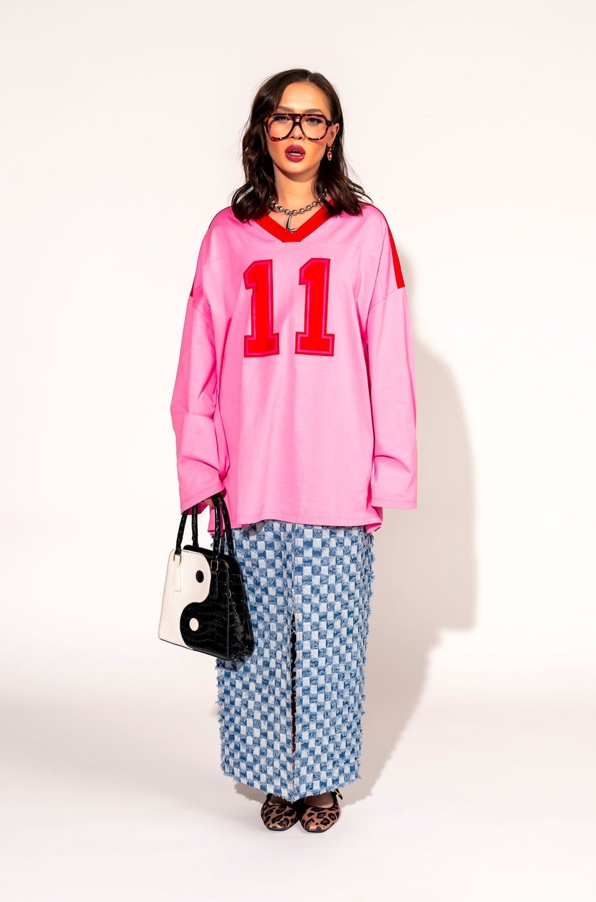 Lucky Oversized Jersey Tee in Red + Pink – Dressed in Lala