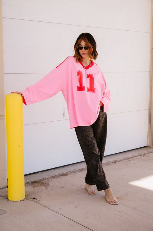 Lucky Oversized Jersey Tee in Red + Pink – Dressed in Lala