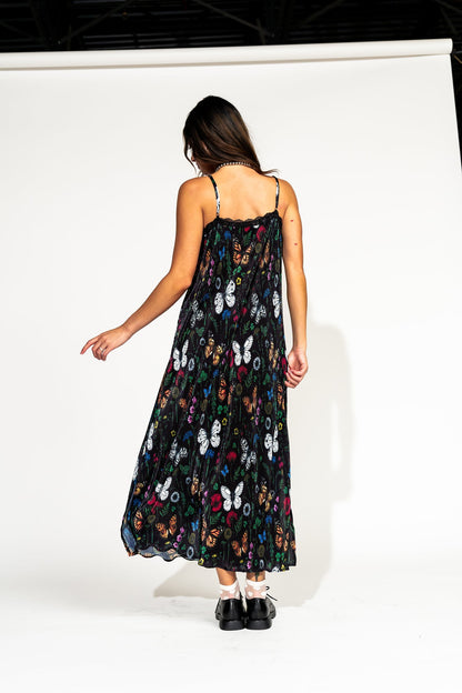 LALA ORIGINAL: Money Honey Plisse Slip Dress in Folklore Florals - Dressed in Lala