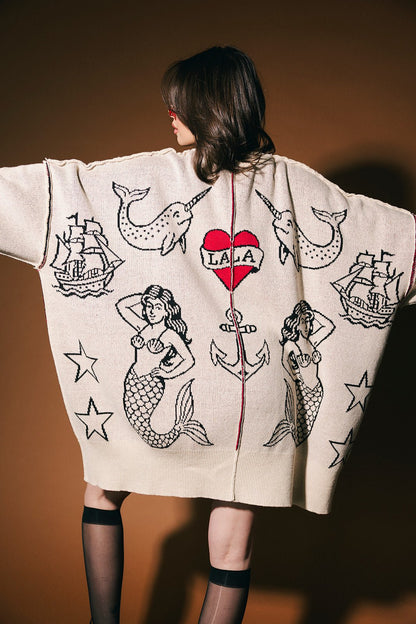 Lala Tattoo Shop Oversized Sweater - Dressed in Lala