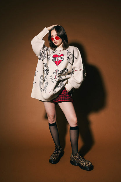 Lala Tattoo Shop Oversized Sweater - Dressed in Lala