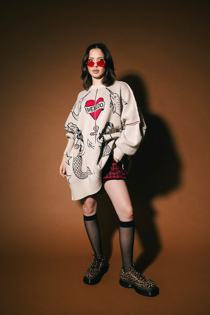 Lala Tattoo Shop Oversized Sweater - Dressed in Lala