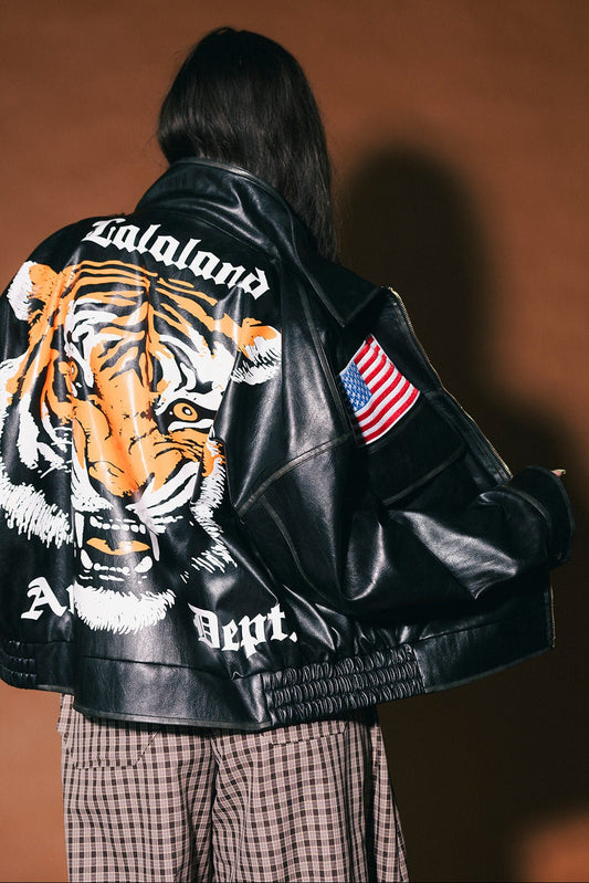 Lalaland Art Department Vegan Leather Bomber Jacket - Dressed in Lala