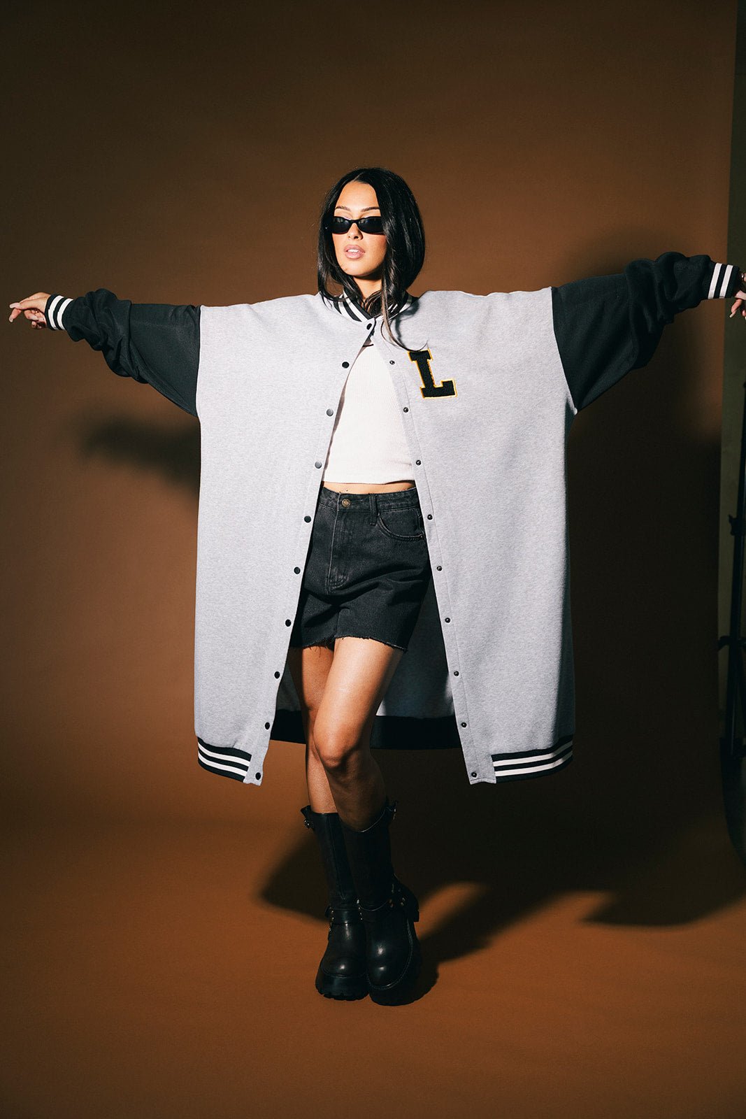 Lalaland Dolphins Longline Bomber Jacket - Dressed in Lala