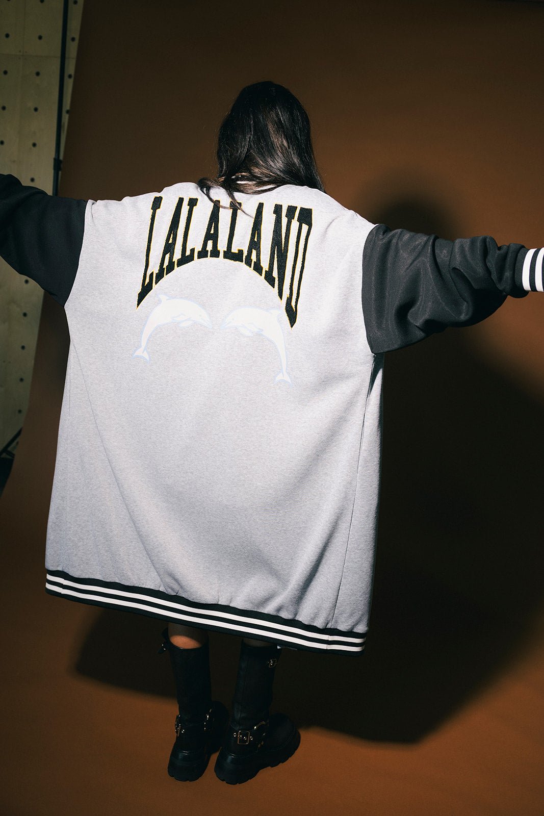 Lalaland Dolphins Longline Bomber Jacket - Dressed in Lala