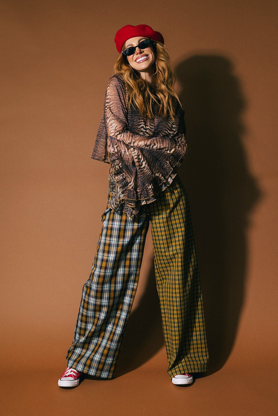 Let's Merge Souls Half + Half Plaid Trousers - Dressed in Lala